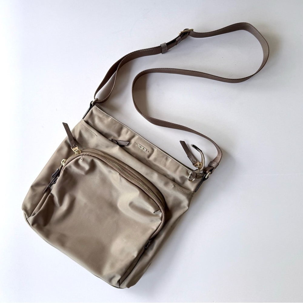 Tumi Voyageur Capri Crossbody Bag in Taupe / Beige / Khaki w/ Gold Hardware - Picture 3 of 16